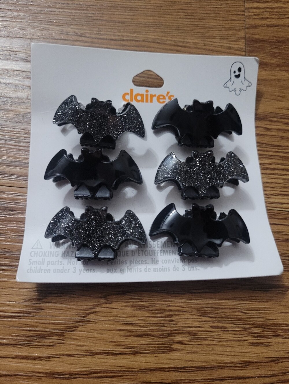 Claire's glitter bats small claw clips hair goth Halloween